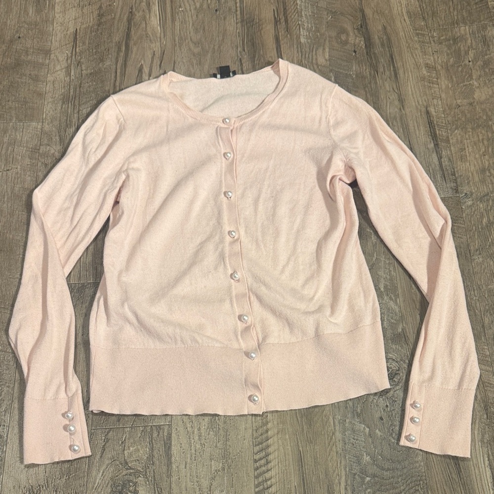 Ann Taylor Factory is 100% Cotton Light Pink Button-Up Cardigan - Size M